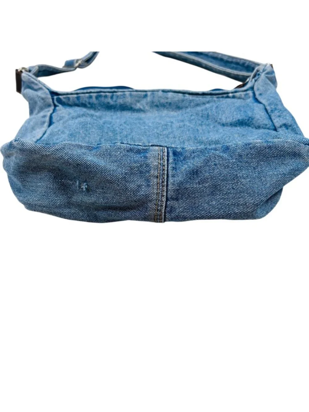 Vintage Upcycled Denim Handbag Shoulder Crossbody Handmade Festival Light Wash